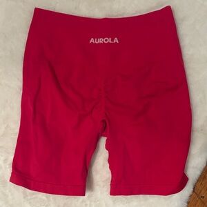 Aurola Women's Red High-Rise Seamless Bike Shorts